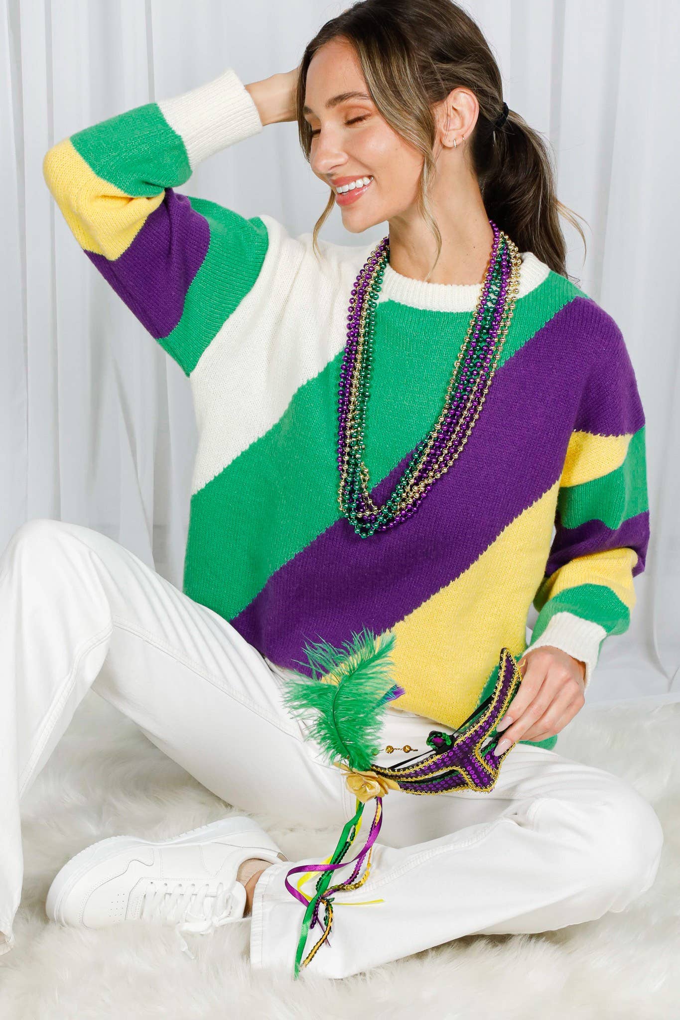 Multi Camisola de malha Mardi Gras Color Block VT60708A para venda a revendedores na Faire11