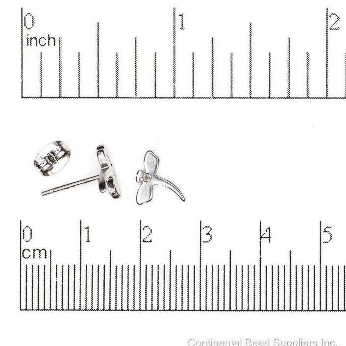 8.5mm Dragonfly Post Ear Wire Earring w/ Earnut - 316 Stainless Steel - Sold Individually - EW21SS for wholesale by Continental Beads
