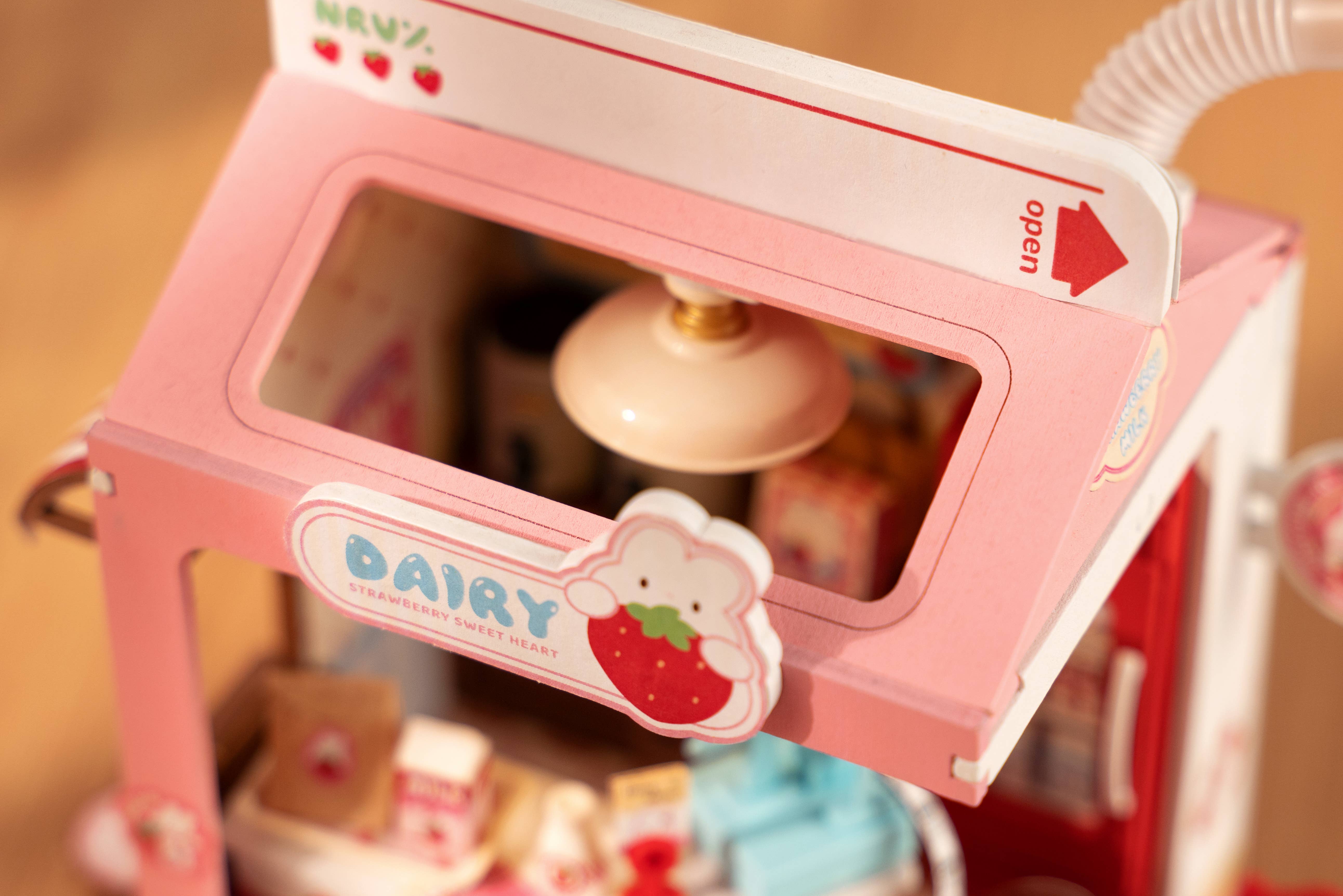 Robotime - Wholesale DIY Craft Kit - Kids - DS034 Strawberry Milk Box ROBOTIM Rolife DIY Miniature House13