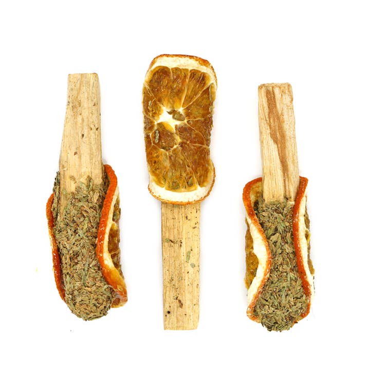 Cedar + Orange Palo Santo Pops for wholesale by Designs by Deekay Inc.