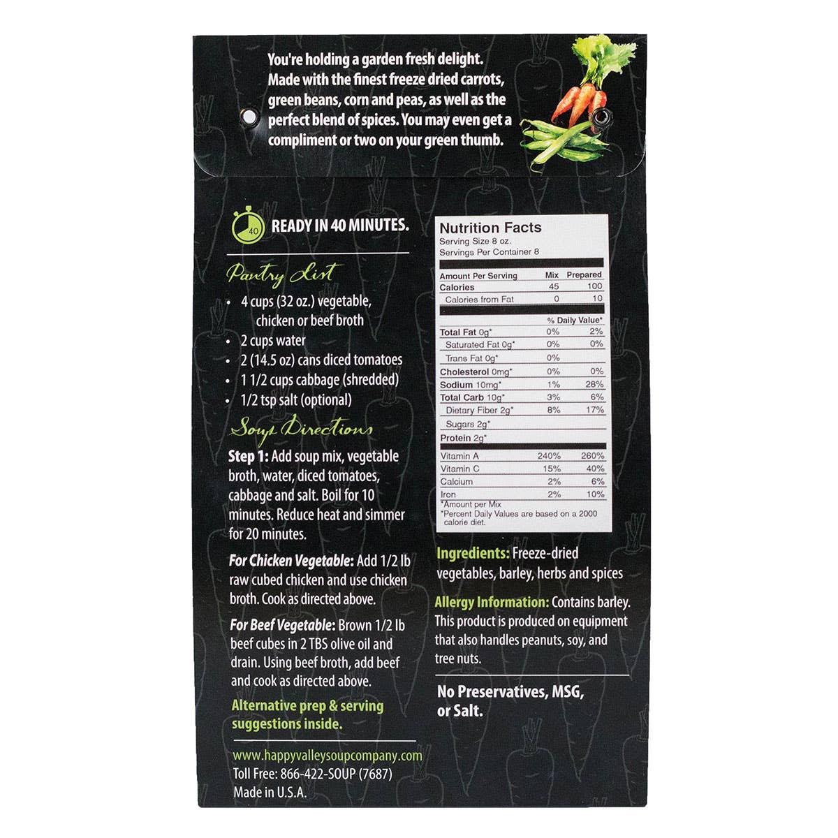 Happy Valley Soup Company - Wholesale Soup - Garden Vegetable Soup2