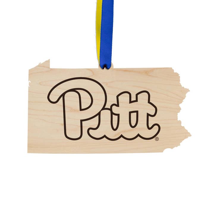 LazerEdge - Wholesale Ornament - University of Pittsburgh Pitt on State Ornament – Crafted from Cherry and Maple Wood – Pittsburgh Panthers1