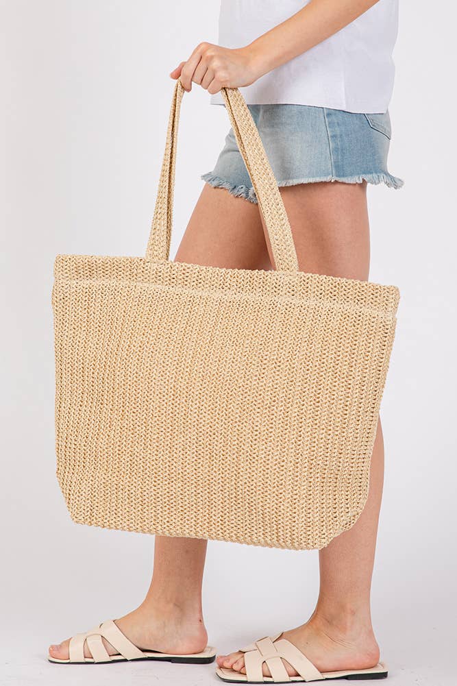 Hana - Wholesale Tote Bag - Women's - Solid Color Crochet Summer Straw Tote Bag63