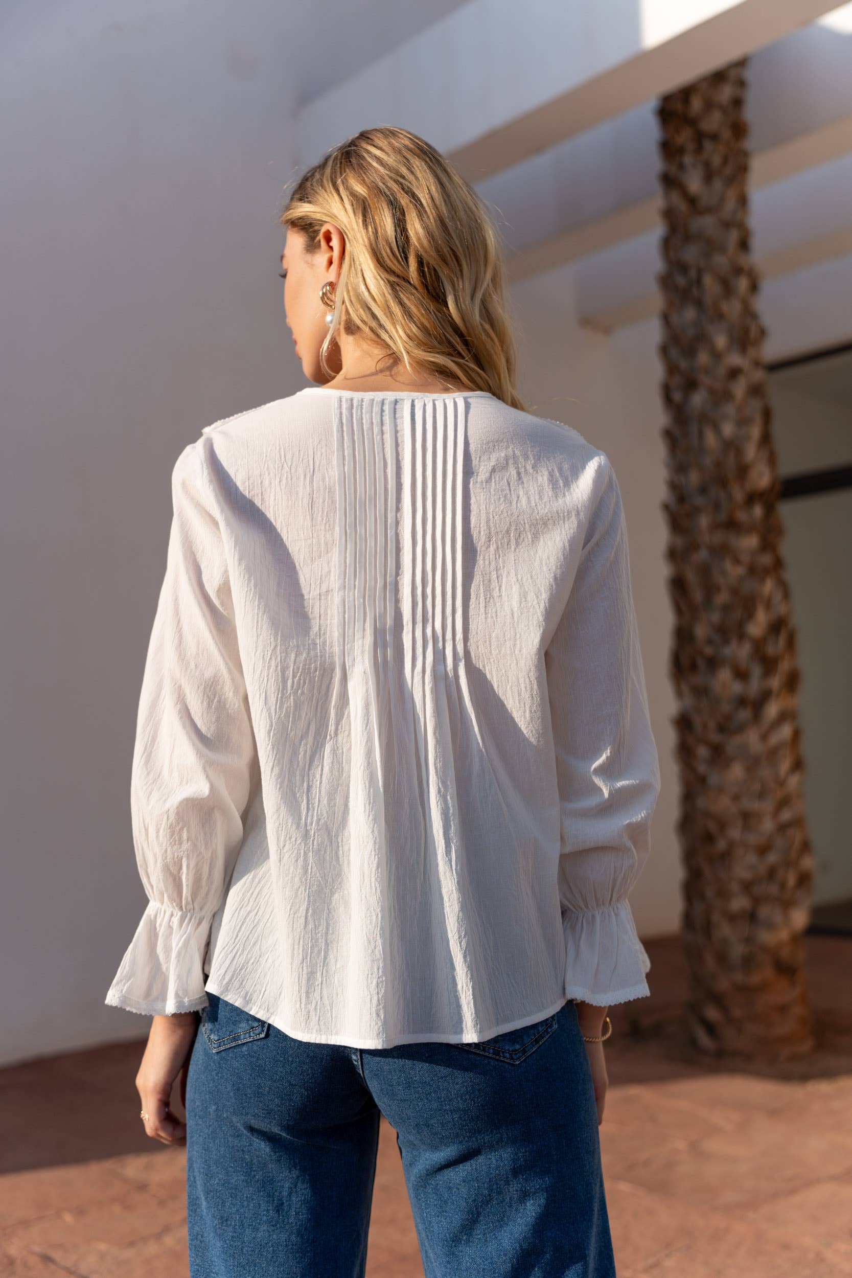 CHOKLATE PARIS - Venta al por mayor Blusa - Mujer - Blusa Billy de algodón con cuello volante - 810476