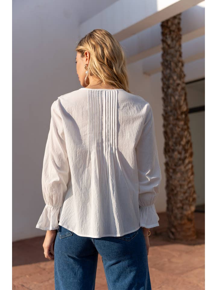 CHOKLATE PARIS - Venta al por mayor Blusa - Mujer - Blusa Billy de algodón con cuello volante - 810476