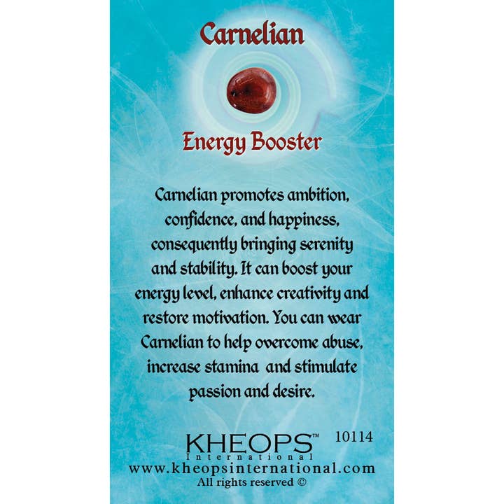 Gemstone Properties Info Card Carnelian (Each) for wholesale by Kheops International