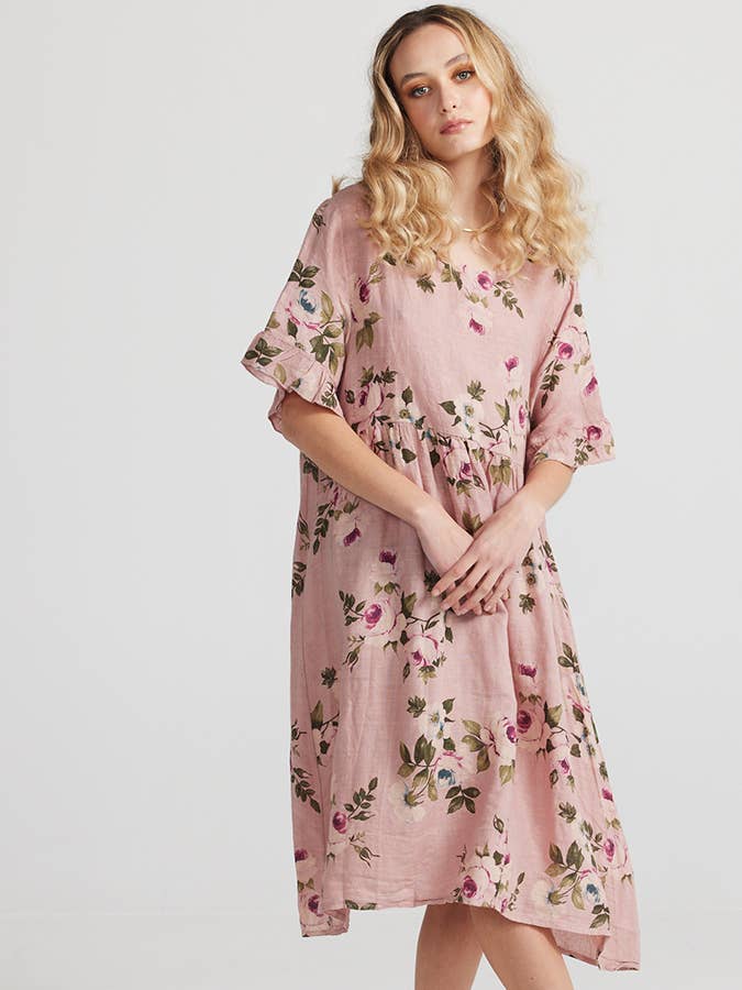 Miss Rose Sister Violet - Wholesale Dress - Women's - WOMEN'S - AUDREY FLORAL LINEN DRESS1