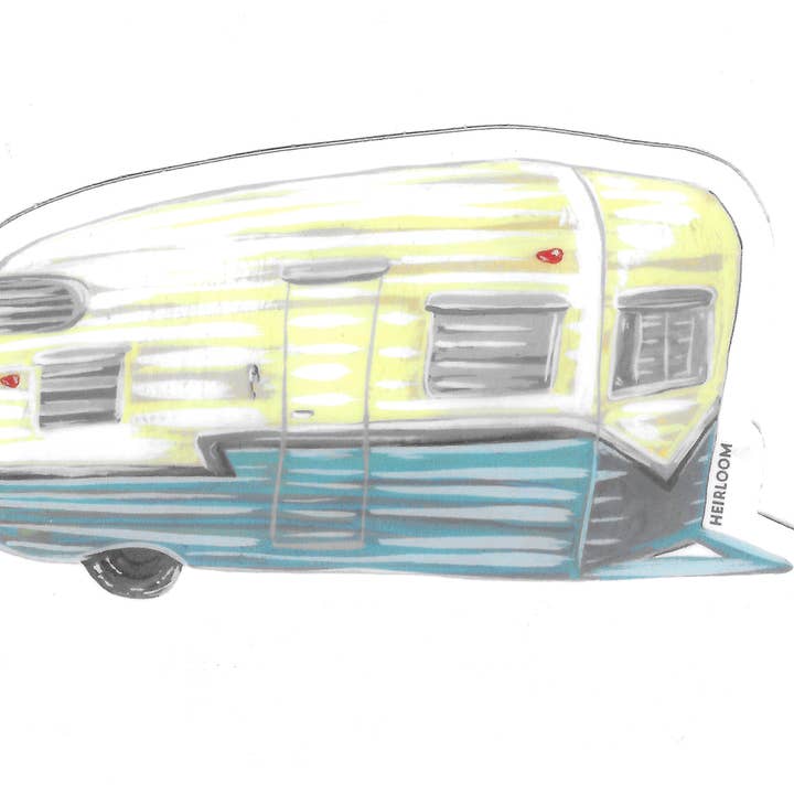 Vintage Camp Trailer Sticker for wholesale by Heirloom Design Co.