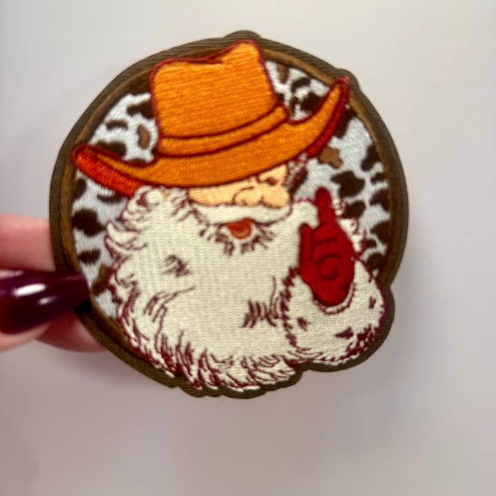sequinandstiches - Wholesale Patch - Cowboy Santa Patch, Cowboy Christmas Patch, Western Christmas Patch, Western Santa Patch, Christmas Hat Patches, DIY