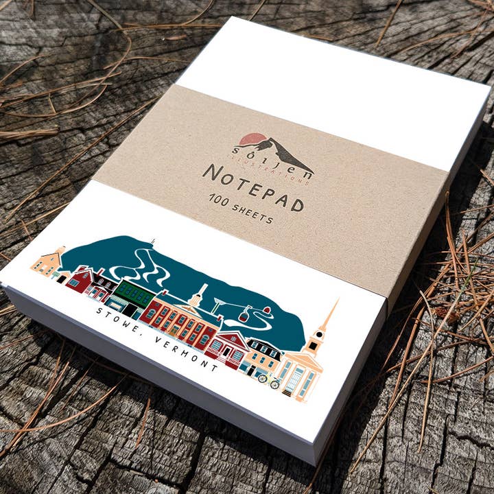Bloc de notas Stowe Vermont Cityscape para venta al por mayor de Soijen Illustrations