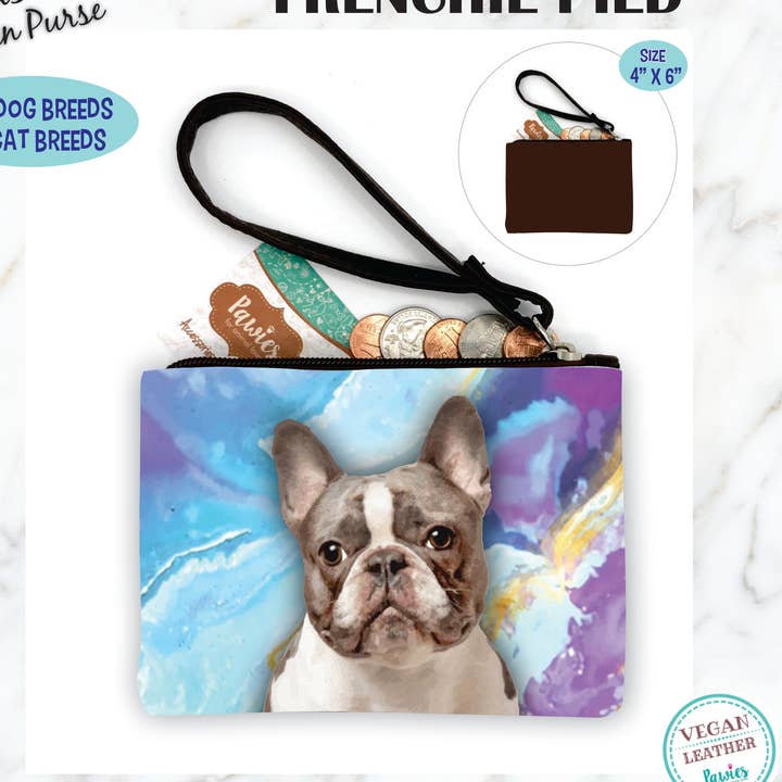 Frenchie Pied møntpung • Gulvskærm valgfri for engroshandel hos pawies