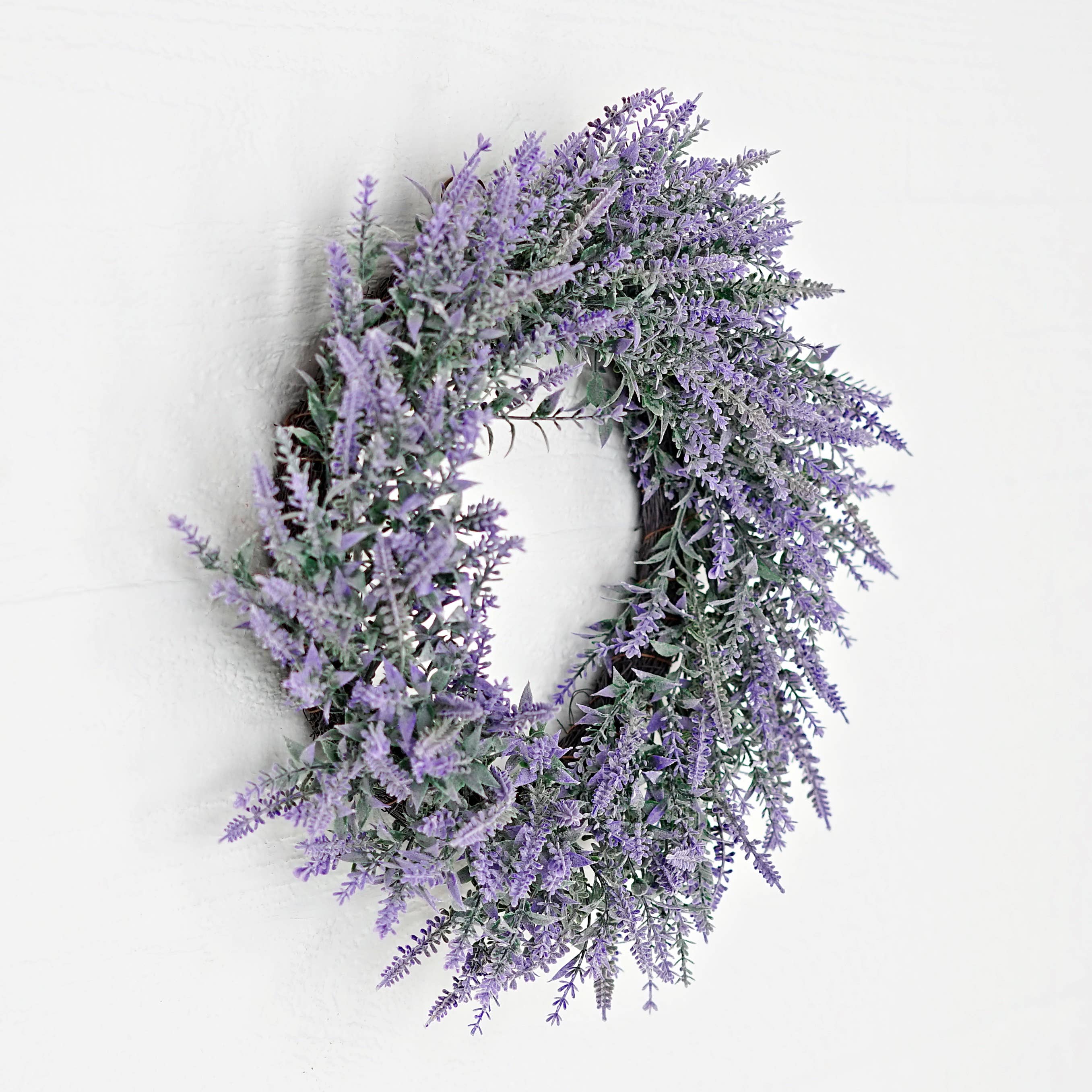 Impressive Enterprises, Inc. - Wholesale Artificial Flowers - 35101- 12in(4) Twig Wreath-Flocked French Lavender3