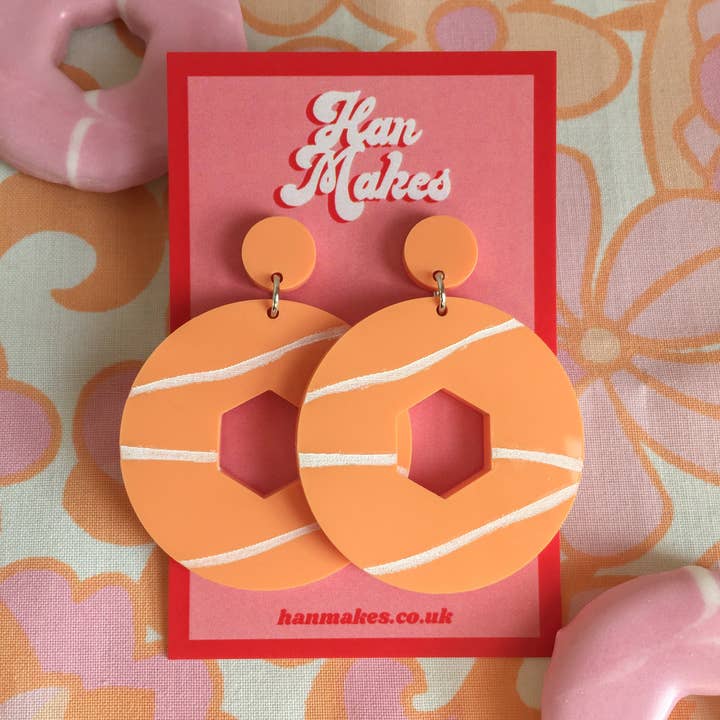 Pendientes de anillo de fiesta - Naranja pastel para venta al por mayor de Han Makes Jewellery