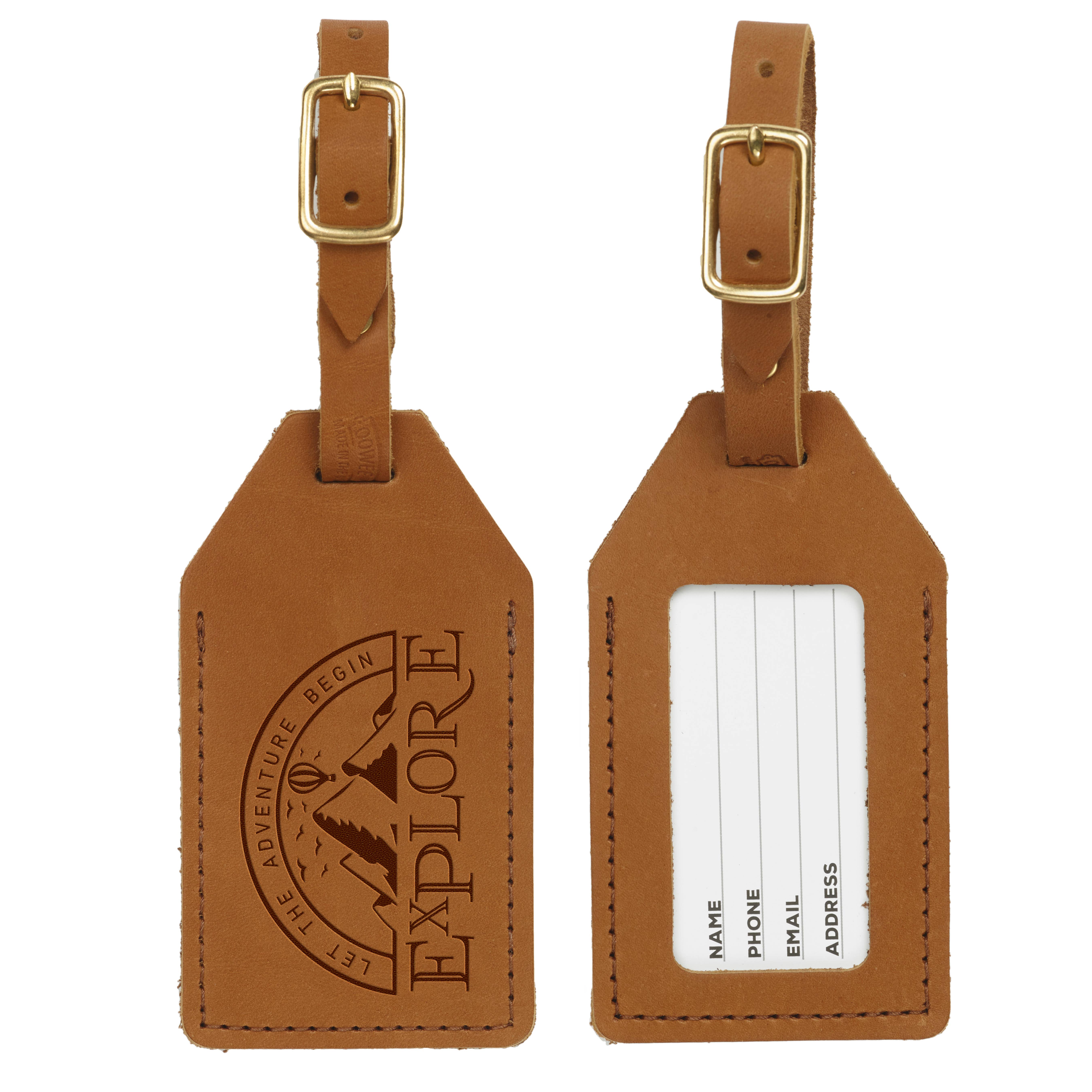 Oowee Products - Wholesale Luggage Tag - Retail Ready Pick-A-Logo Leather Luggage Tag with Window1