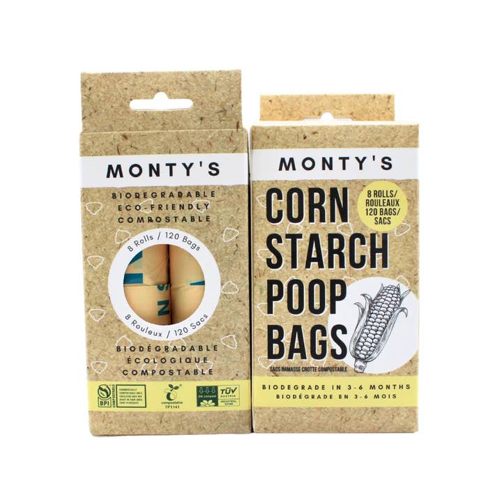 Monty's Bags – wholesale Pet poo bag – Compostable Cornstarch Poop Bags - 9 x 13" - Standard Rolls