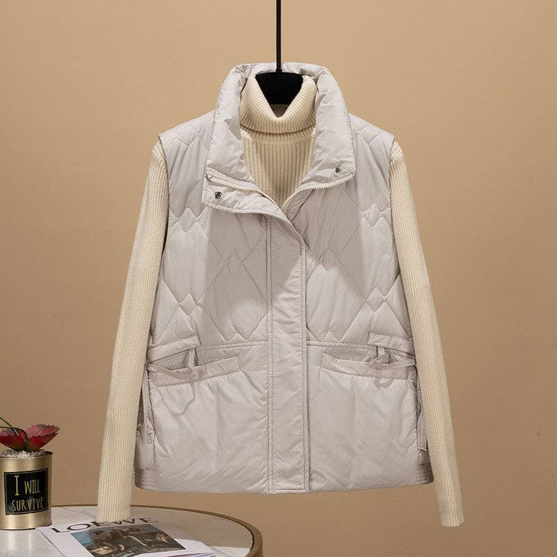 UZ Wholesale Store – Großhandel Oberbekleidungsweste – Damen – Kurze, lockere, verdickte Weste mit Kordelzug4