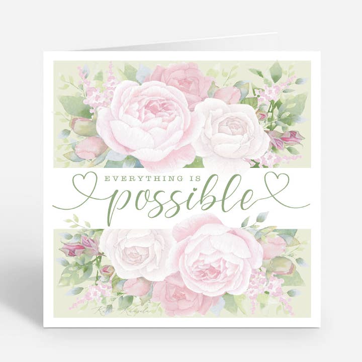 Carte de calligraphie avec des fleurs pour la vente par Rosenheart