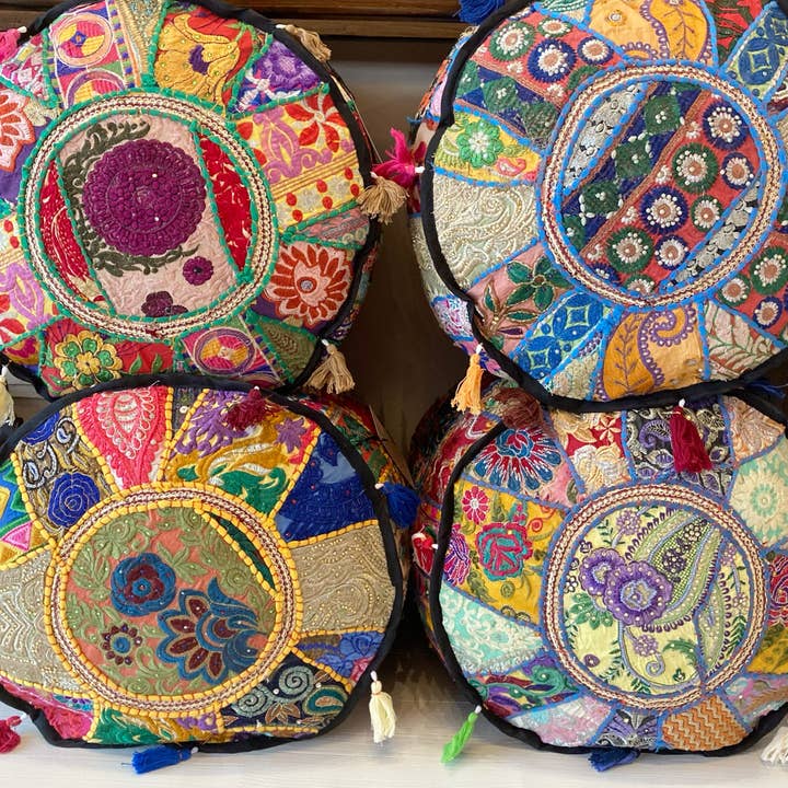 Taj Pouf Round Poufs Assorted for wholesale by Beau Home Retail and Home Decor