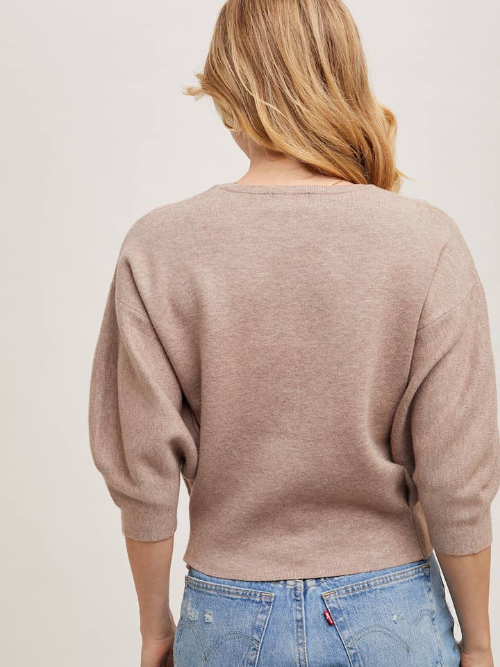 Bluivy - Wholesale Knit Sweater - Women's - PUFFED 3/4 SLEEVED KNIT SWEATER TOP33