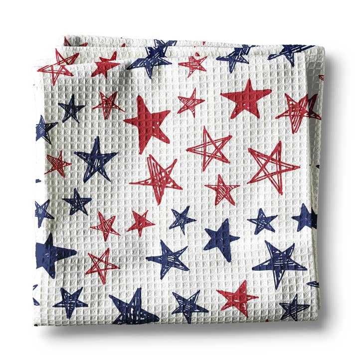 4th July Patriotic Red White Blue Flag Kitchen Towel Waffle for wholesale by Canary Road