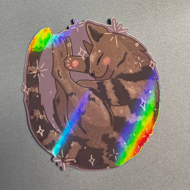 Sleeping Kitty Sticker for wholesale by MysticalToastArt