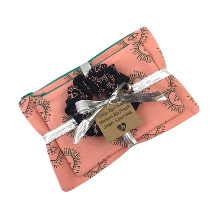 Hearts Gift Set #1 - MED, LG Zip Pouch & Scrunchie for wholesale by Collective Heart
