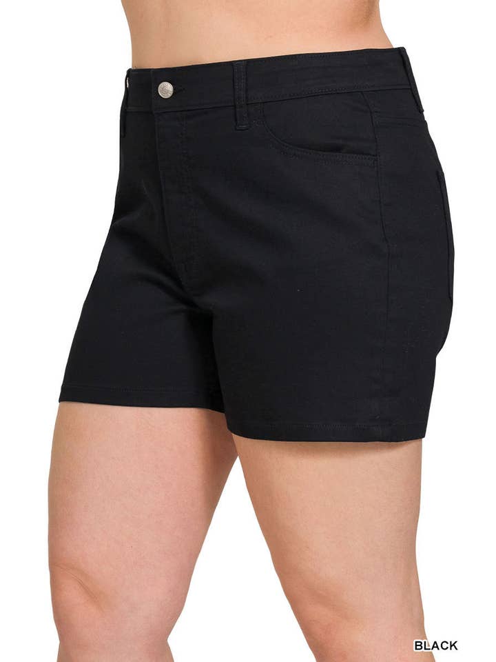 BLACK Plus High Rise Color Jean Shorts for wholesale on Faire1