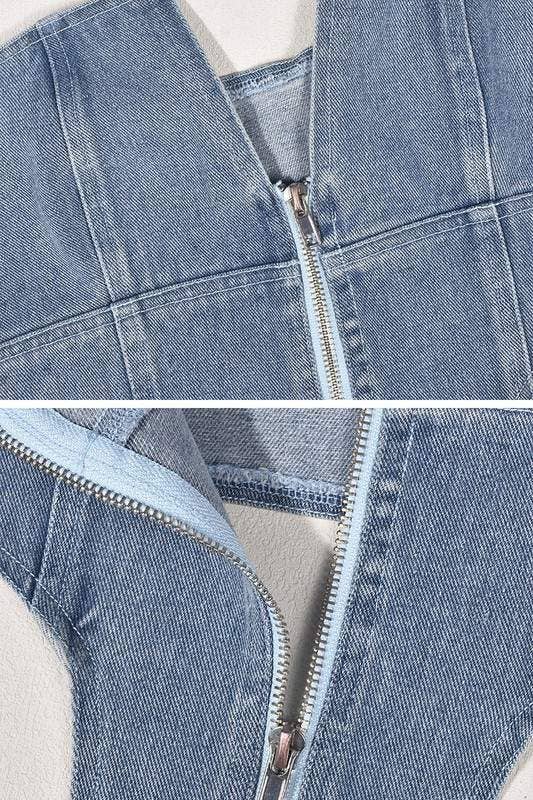 BLUE denim bustier top for wholesale on Faire3