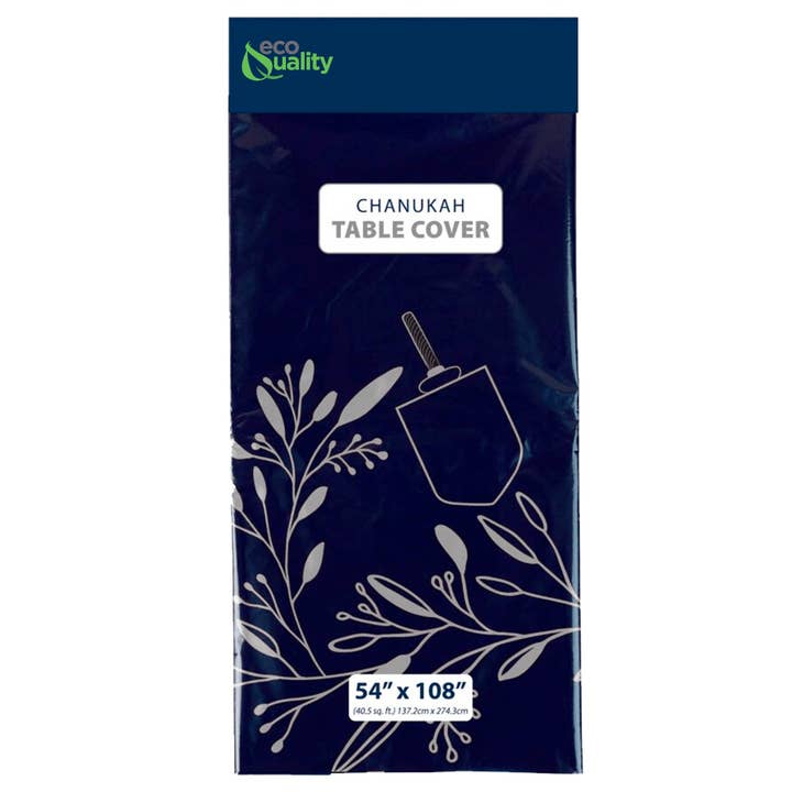 Cubierta de mesa de Janucá azul/plata 54 ″ x 108 ″ para venta al por mayor de EcoQuality