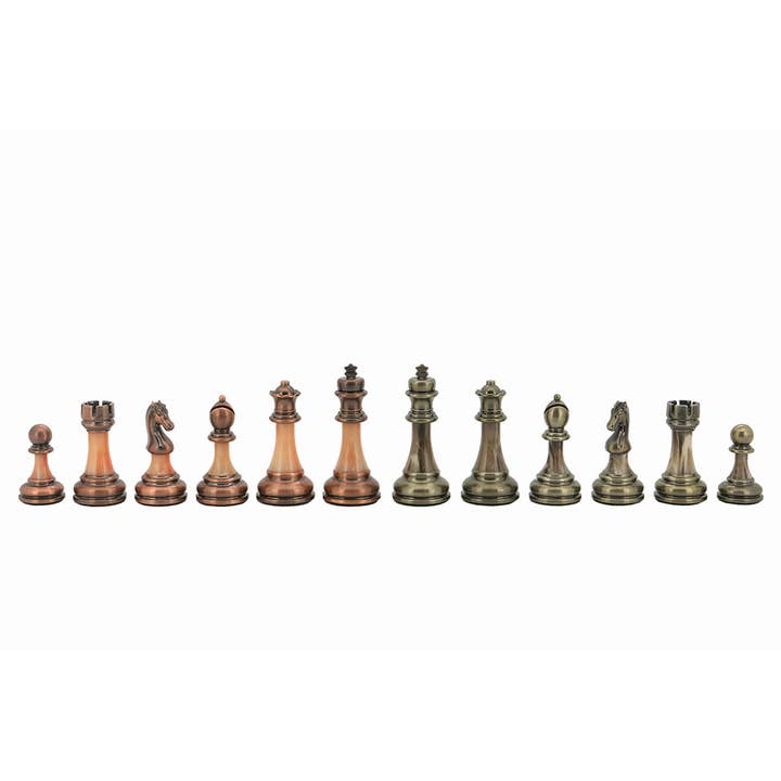 Staunton Antique Green and Copper Finish Chessmen for wholesale by Dal Rossi Italy