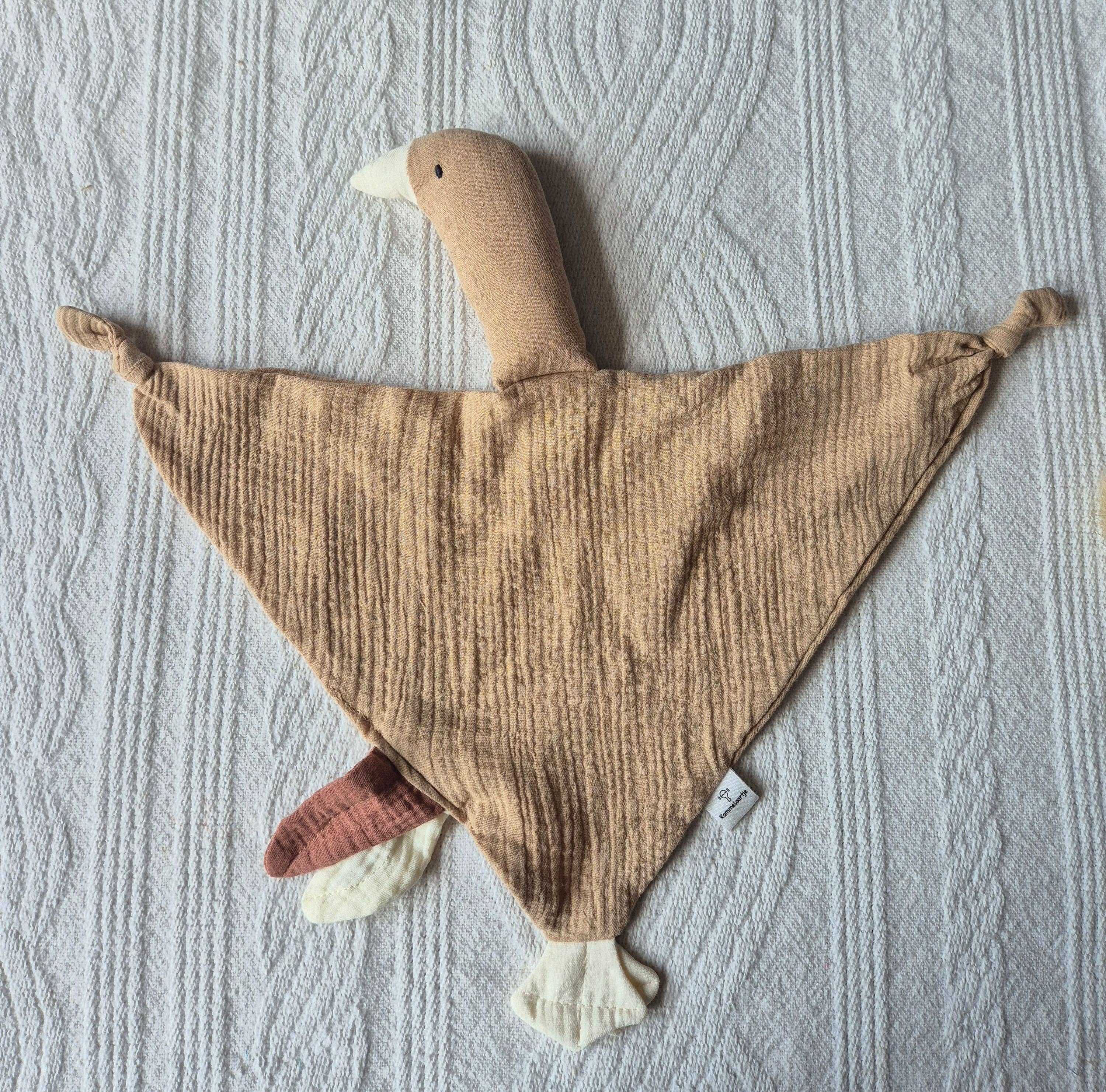 Rammelaartje - Venta al por mayor Mantita de seguridad - Bebés - Peluche Suave Hidrofílico en Forma de Ganso para Bebés - Marrón2