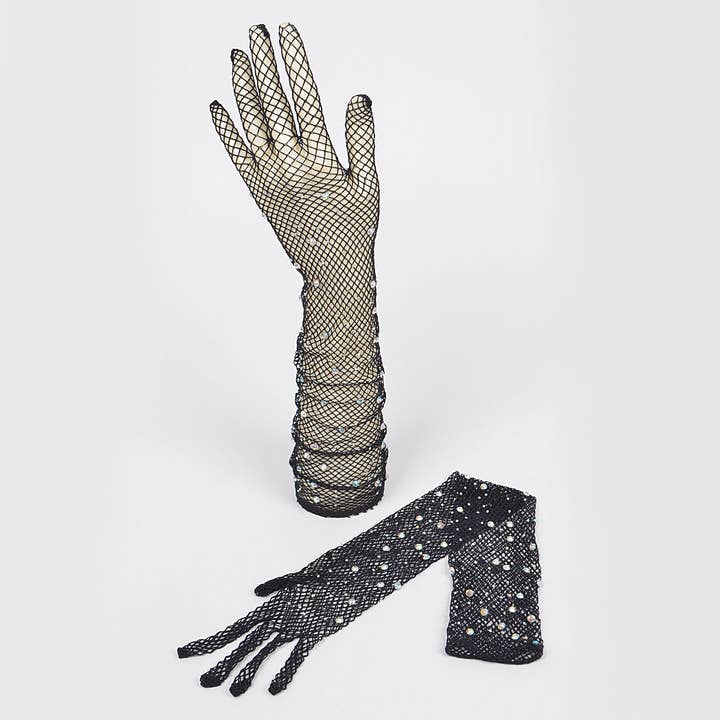 3AM BY H&D ACCESSORIES - Wholesale Gloves – Women's - Rhinestone Mesh Long Gloves