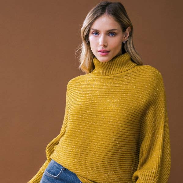 MUSTARD METALLIC A sweater knit top - ISW5144 for wholesale on Faire0