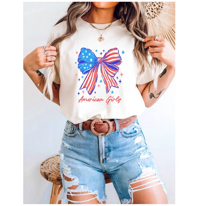 American Girly Bow Tee for wholesale by Dairyland Bach Co.