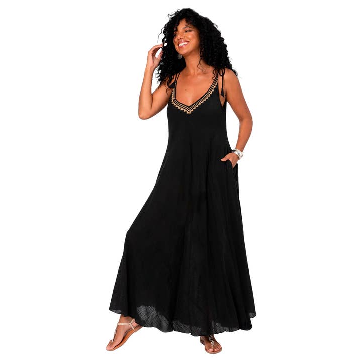 LONG SLEEVELESS SUMMER DRESS MBM3023A for wholesale by La Mano Boho