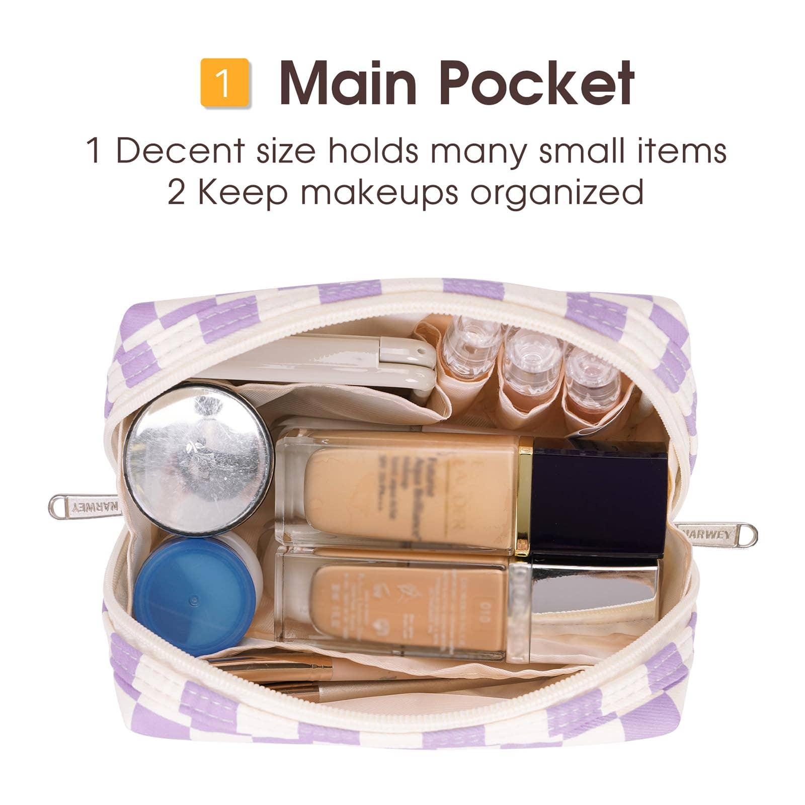 wandf - Wholesale Makeup/Cosmetic Bag - Checkered Makeup Bag Travel Cosmetic Bag Organizer Toiletry58