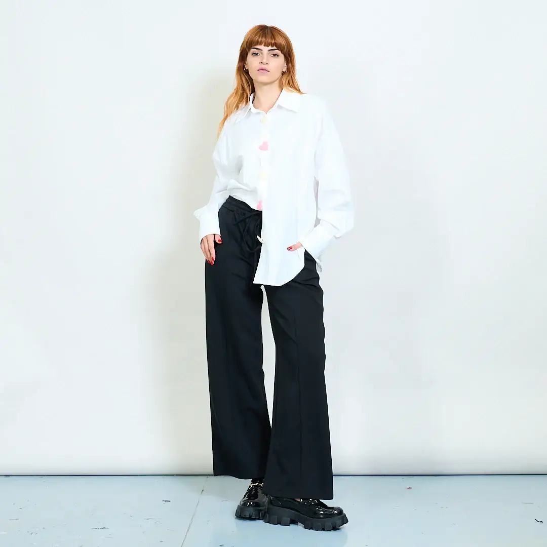 AMELÉ - Vente Pantalon – femme - Pantalon large avec taille élastique et cordon de serrage4