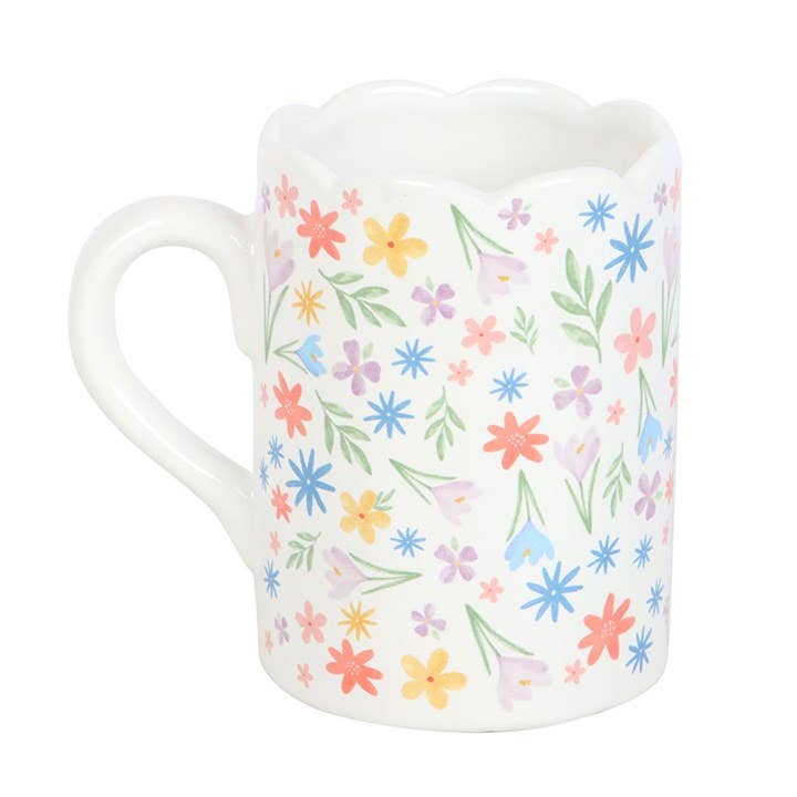 Something Different Wholesale - Wholesale Coffee Mug - Spring Floral Print Scalloped Mug1