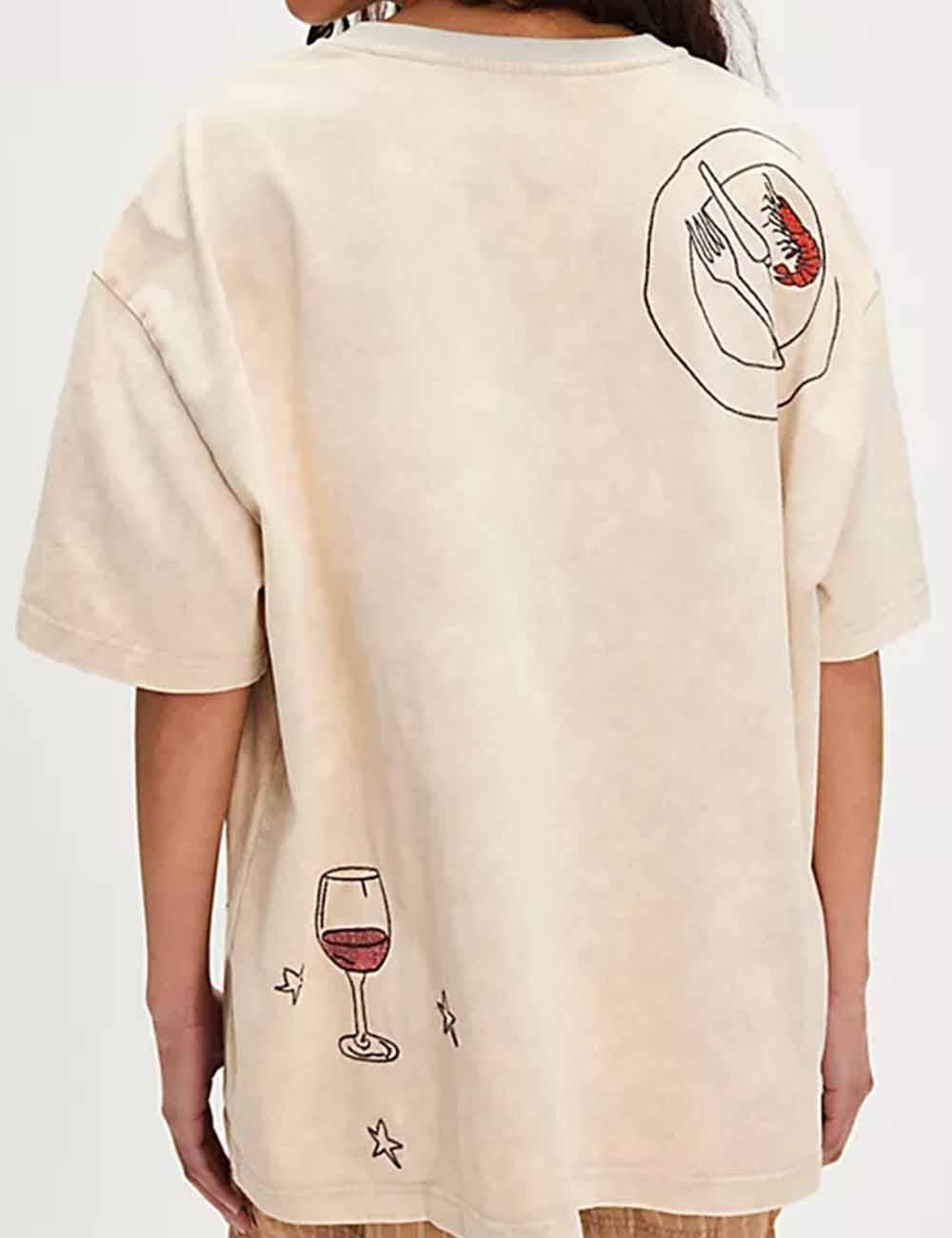 Sweetkama - Wholesale T-Shirt - Women's - Ladies Multicolor Embroidery Crew Neck Short Sleeves T-Shirt2