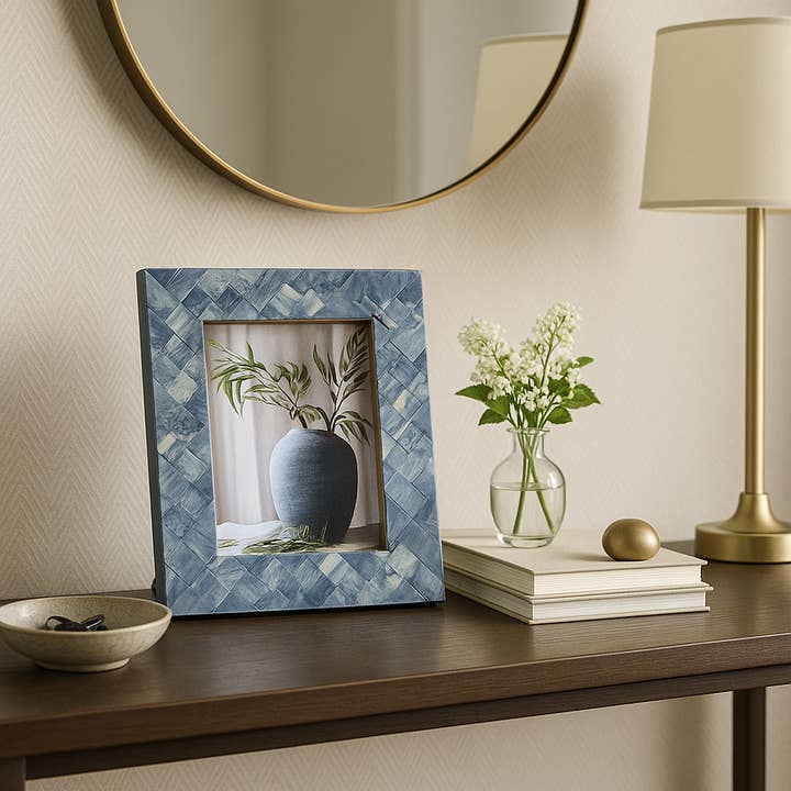 Sagebrook Home - Wholesale Picture Frame - Photo Frame - Blue/Ivory Resin Woven, 5x7 in.1