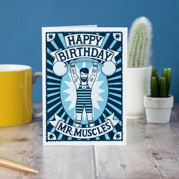 Alexandra Snowdon – wholesale Birthday card – Muscle Man Birthday Card2