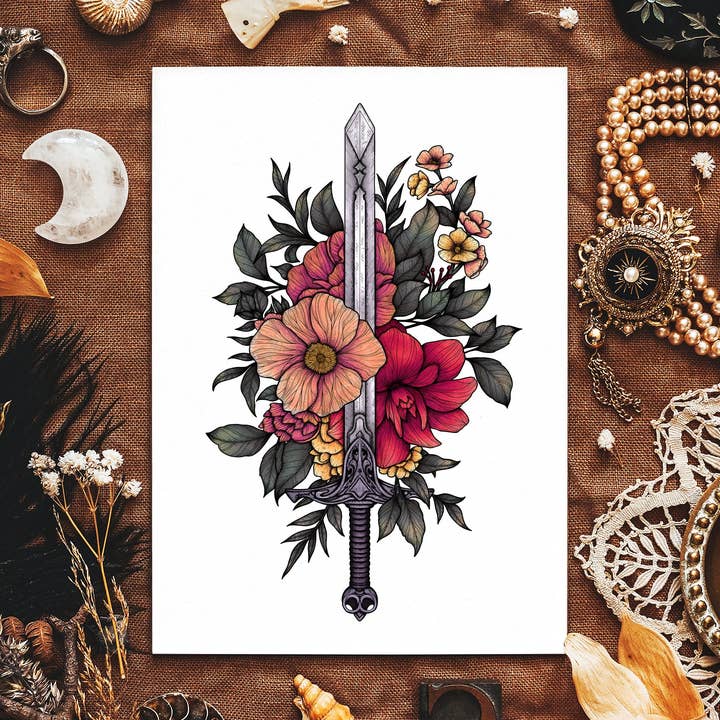 Sword & Blooms - Giclée Art Print for wholesale by Print is Dead