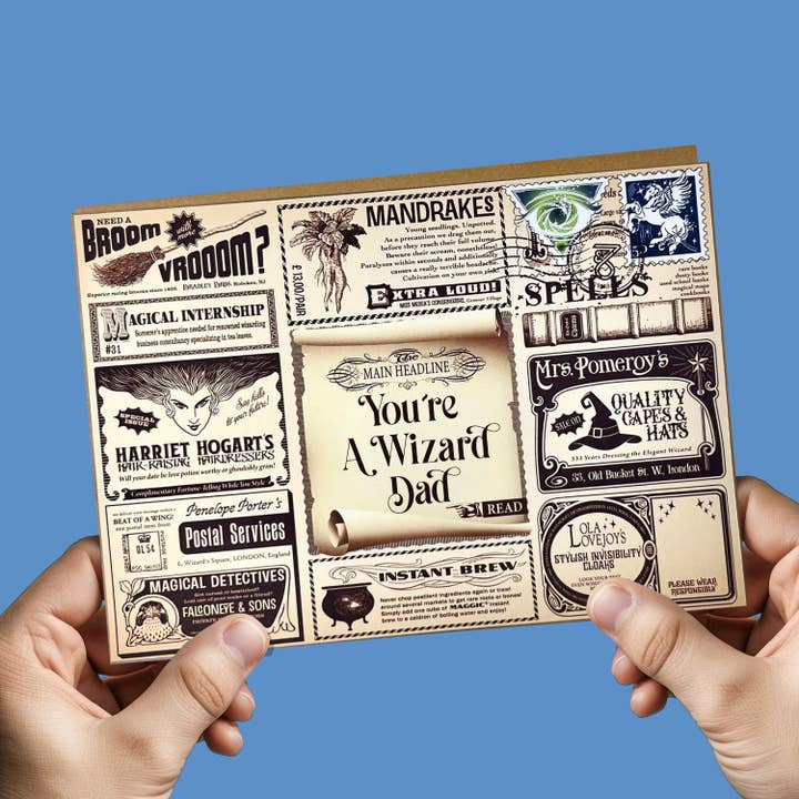 Tarjeta de felicitación divertida de mago Papá mágico Papi Padrastro para venta al por mayor de Seven and Six Gifts