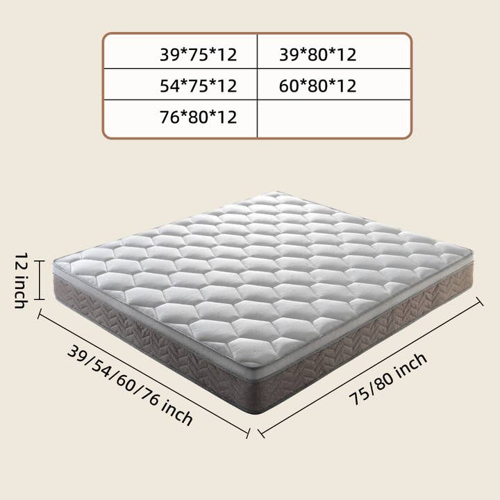 39F Inc. - Wholesale Bed - 12" Hybrid Mattress in a Box – Queen, Medium Firm5