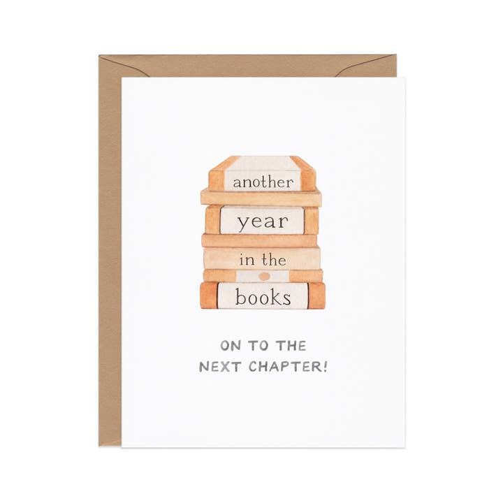 Amy Zhang - Wholesale Birthday Card - Another Year In The Books — Book Pun Holiday / Birthday Card