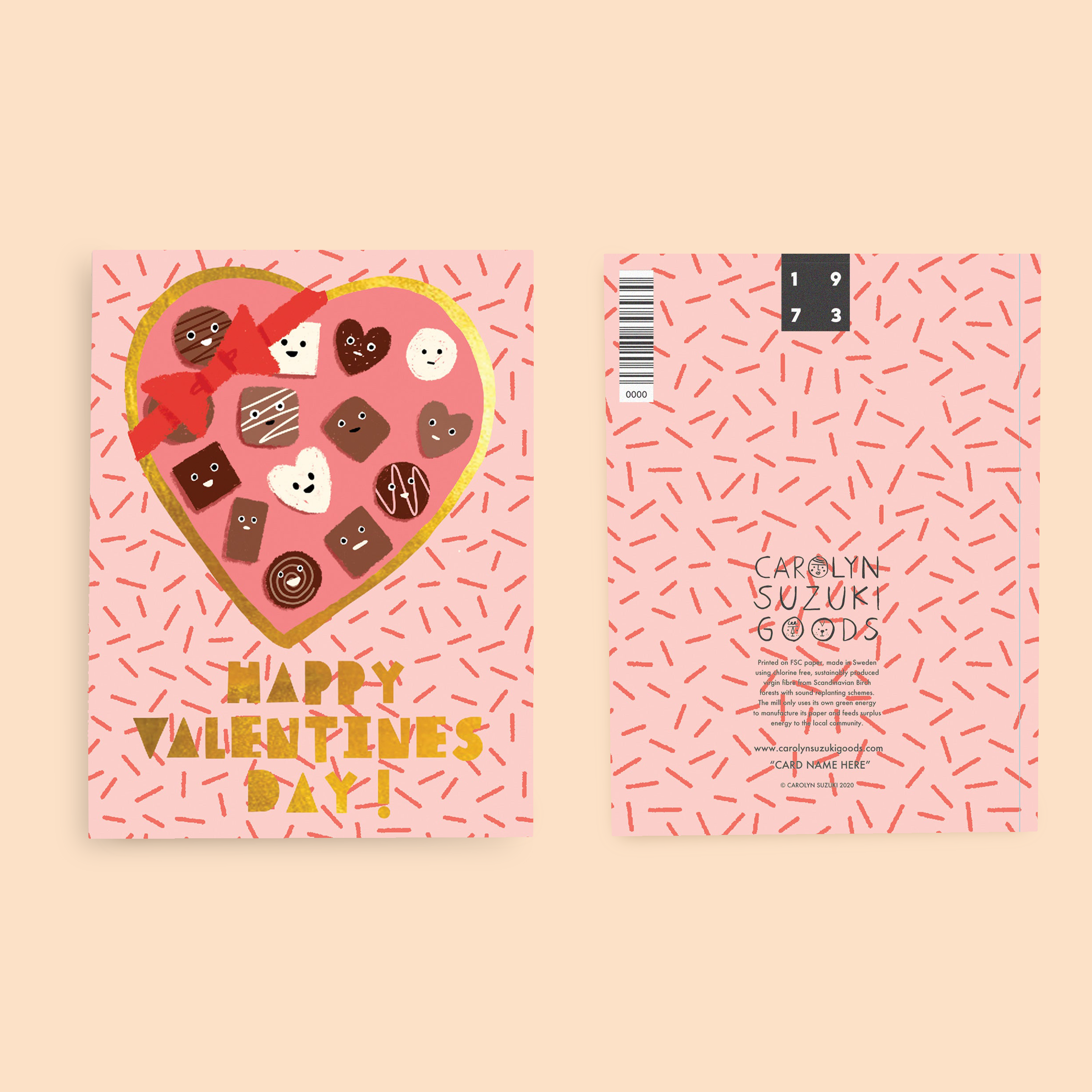 Carolyn Suzuki - Wholesale Valentine's Day card - BOX O CHOCOLATES - Valentine's Day Card1