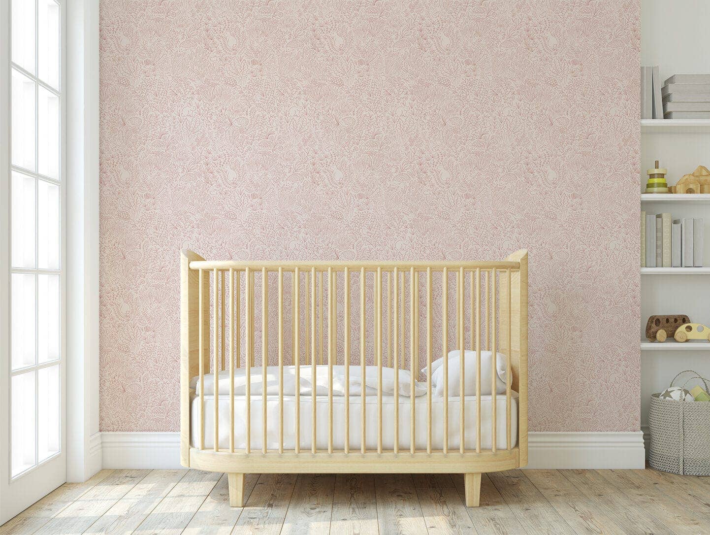 Minibeau – wholesale Wallpaper – Pink Wallpaper | Woodland Wallpaper | Nursery Wallpaper3