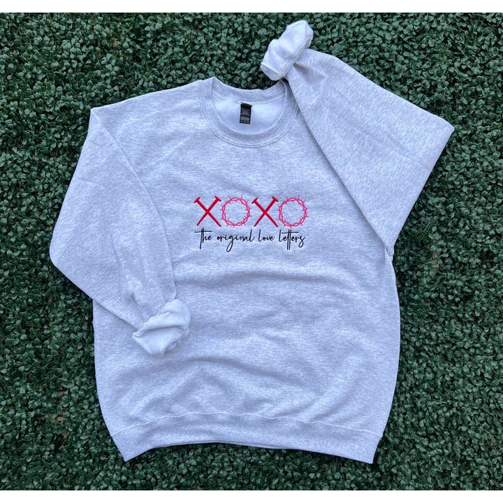 EMBROIDERED: XOXO Original Love Letters on Ash Gray for wholesale by RMN Wholesale