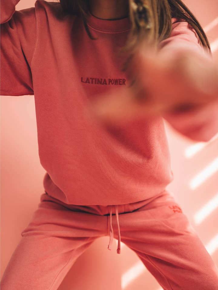 Pink Latina Power Pullover for wholesale by Jen Zeano Designs