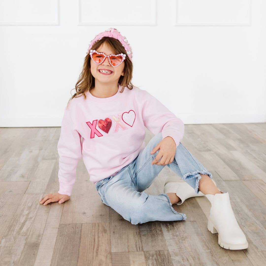 Sweet Wink - Wholesale Sweatshirt - Kids - XOXO Sequin Patch Valentine's Day Sweatshirt - Kids Clothing3
